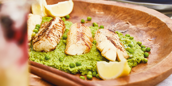 Bacalhau Fresco com Puré de Ervilhas