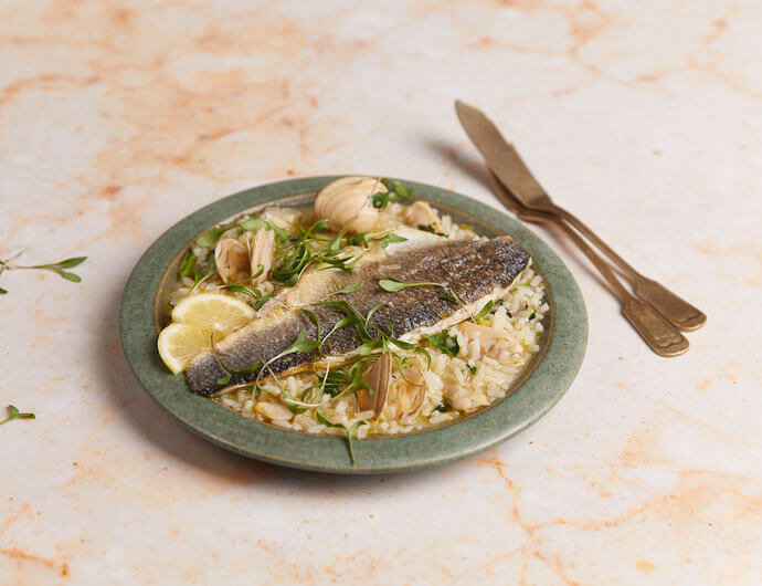 Arroz à Bulhão Pato com Ameijoas e Robalo