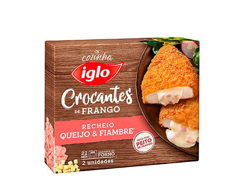 Crocantes de frango com recheio de queijo e fiambre