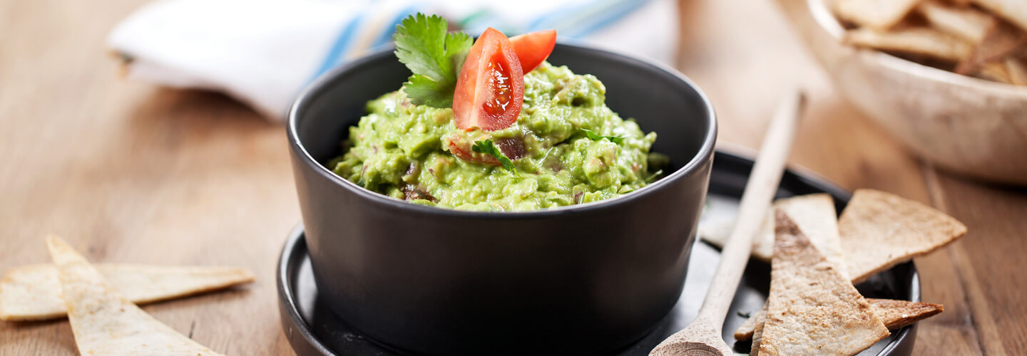 Guacamole de ervilhas com Tortillas caseiras