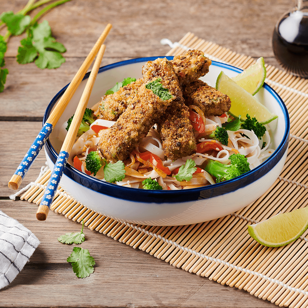 Pad Thai com Fingers de Espinafres