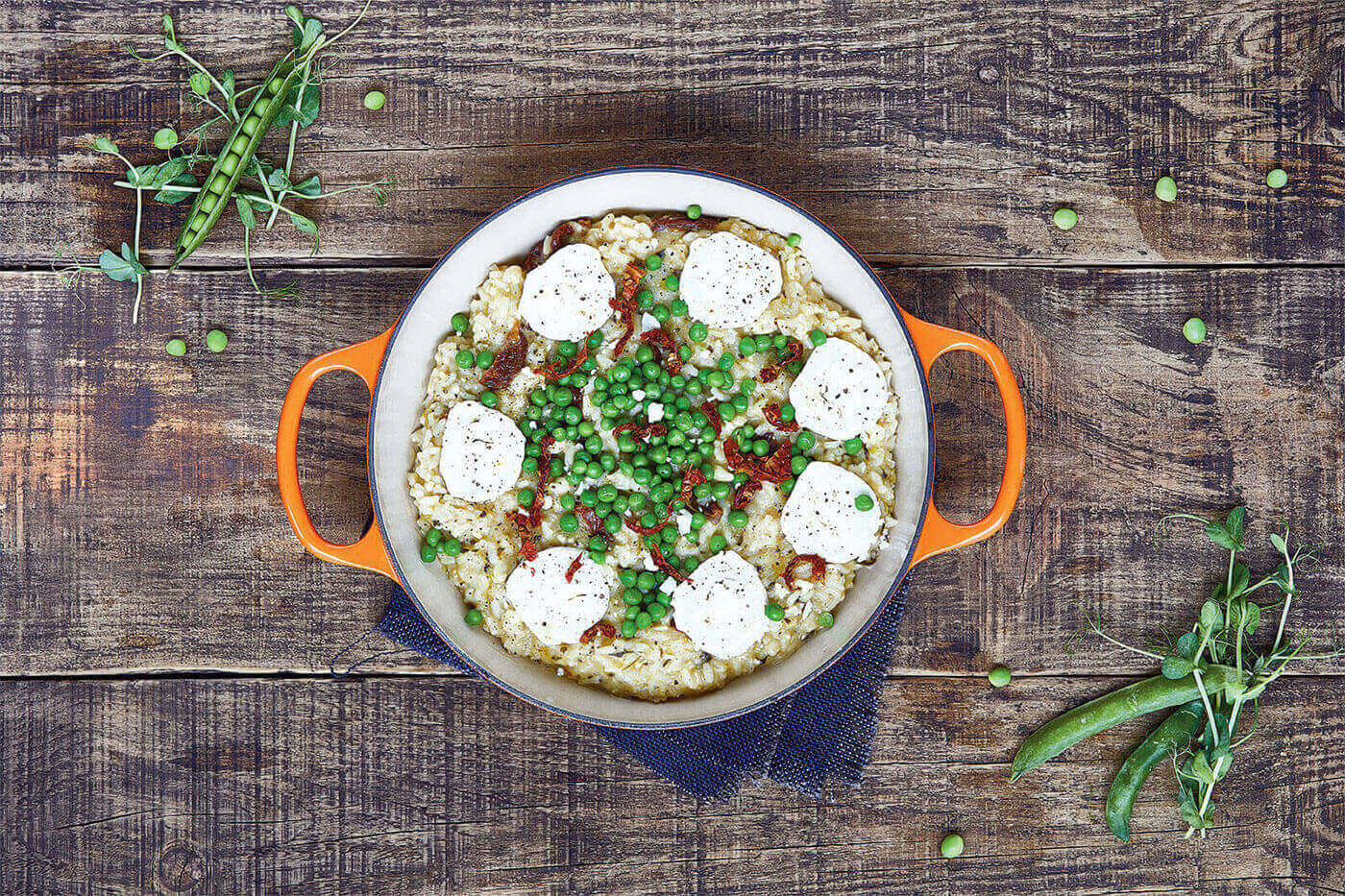 Risotto de queijo de cabra e tomate
